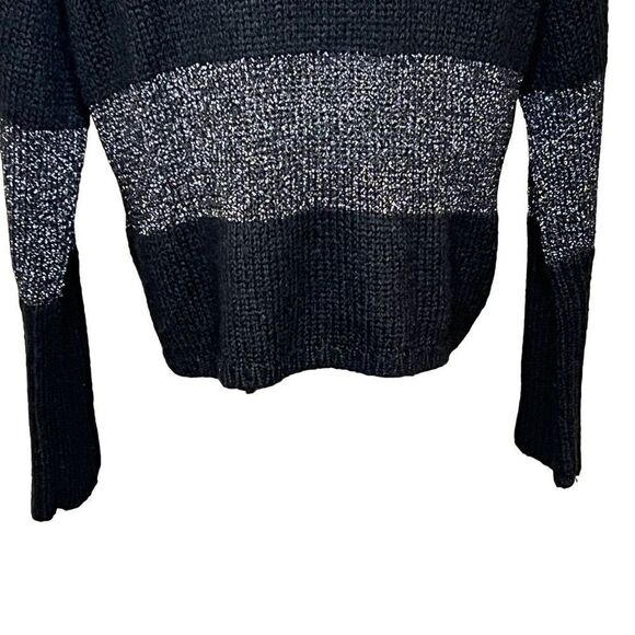 Loft black and metallic silver striped wool blend sweater size XL - Picture 4 of 16
